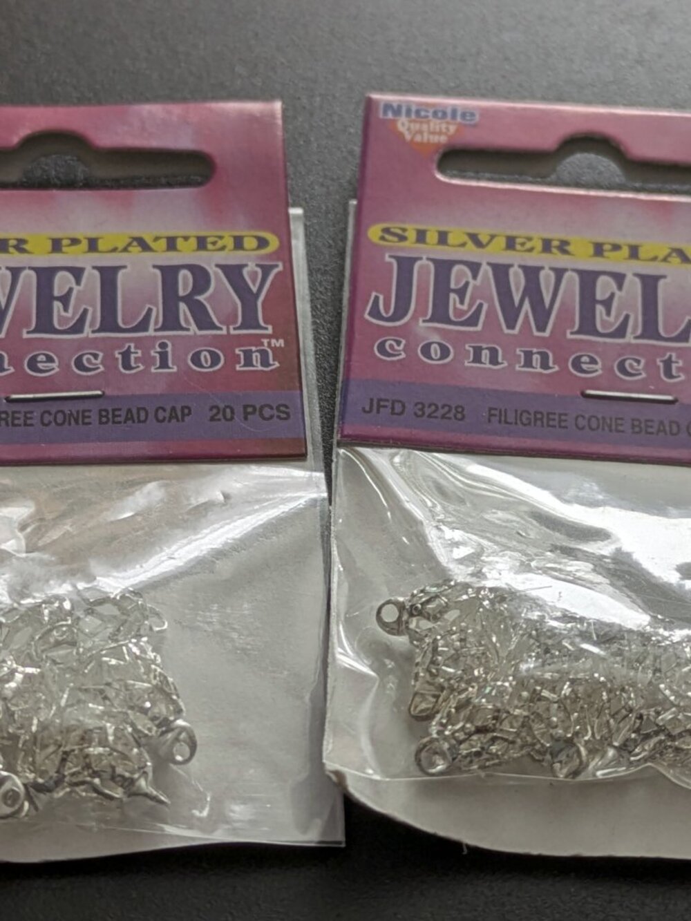 NEW! The Jewelry Connection by Nicole Silver Filigree Cone Bead Caps, 40pc.